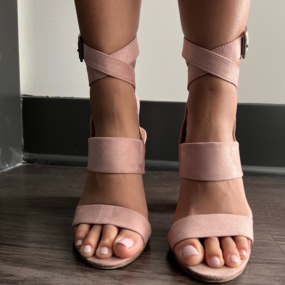 EUC Light Pink Suede Block Heels